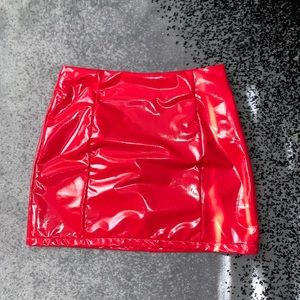 Size small red latex Shein skirt never worn